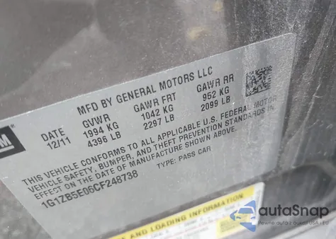 2012 Chevrolet Malibu Ls z USA, uszkodzony, nr VIN 1G1ZB5E06CF248738